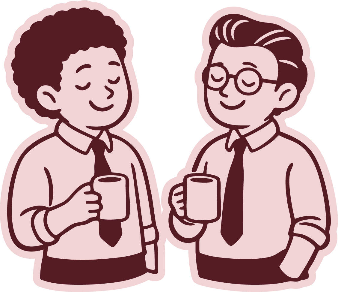 Ilustração de dois colegas de trabalho tomando café